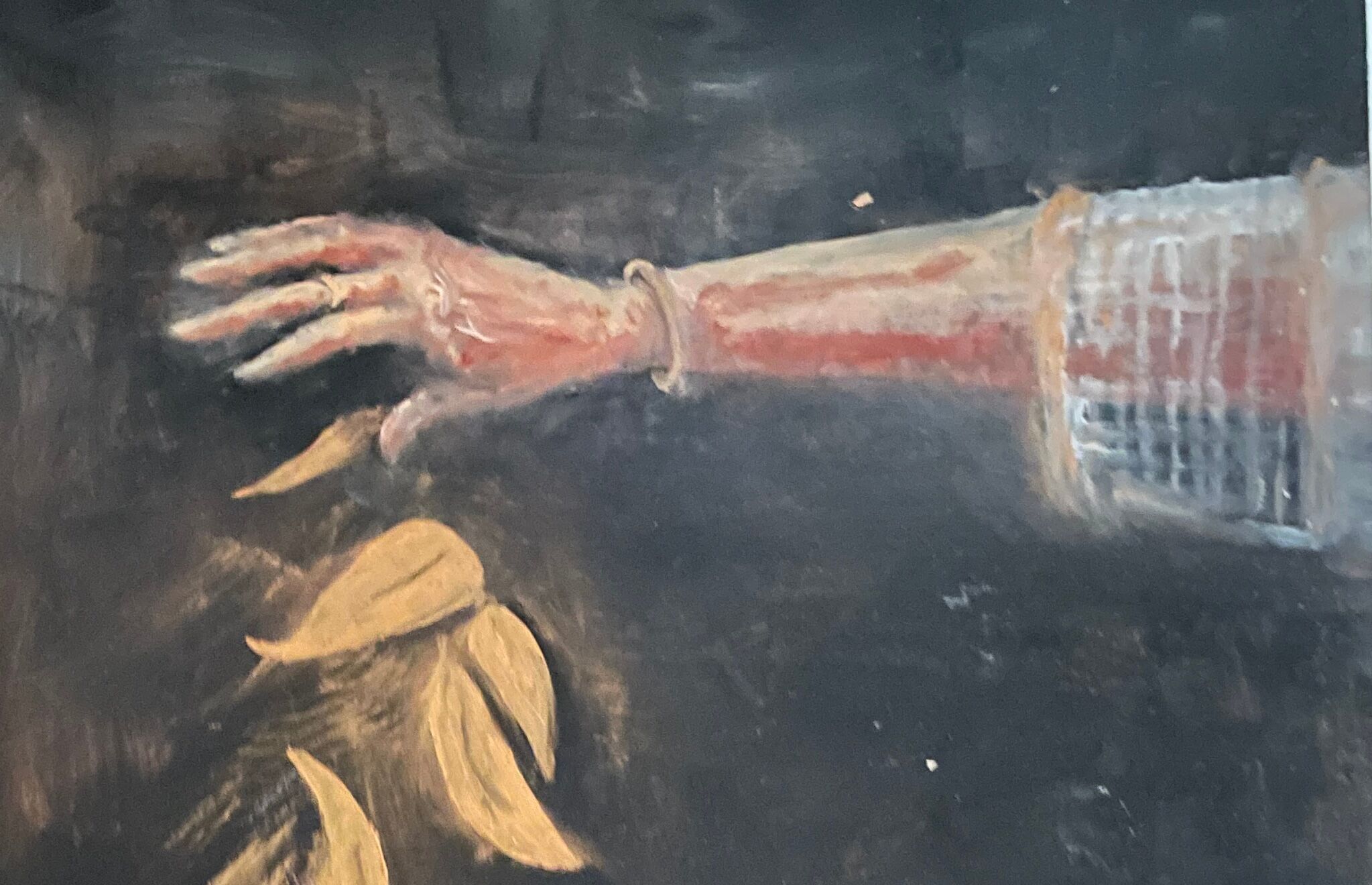 Oil painting on wood signed “golden autumn leaves”