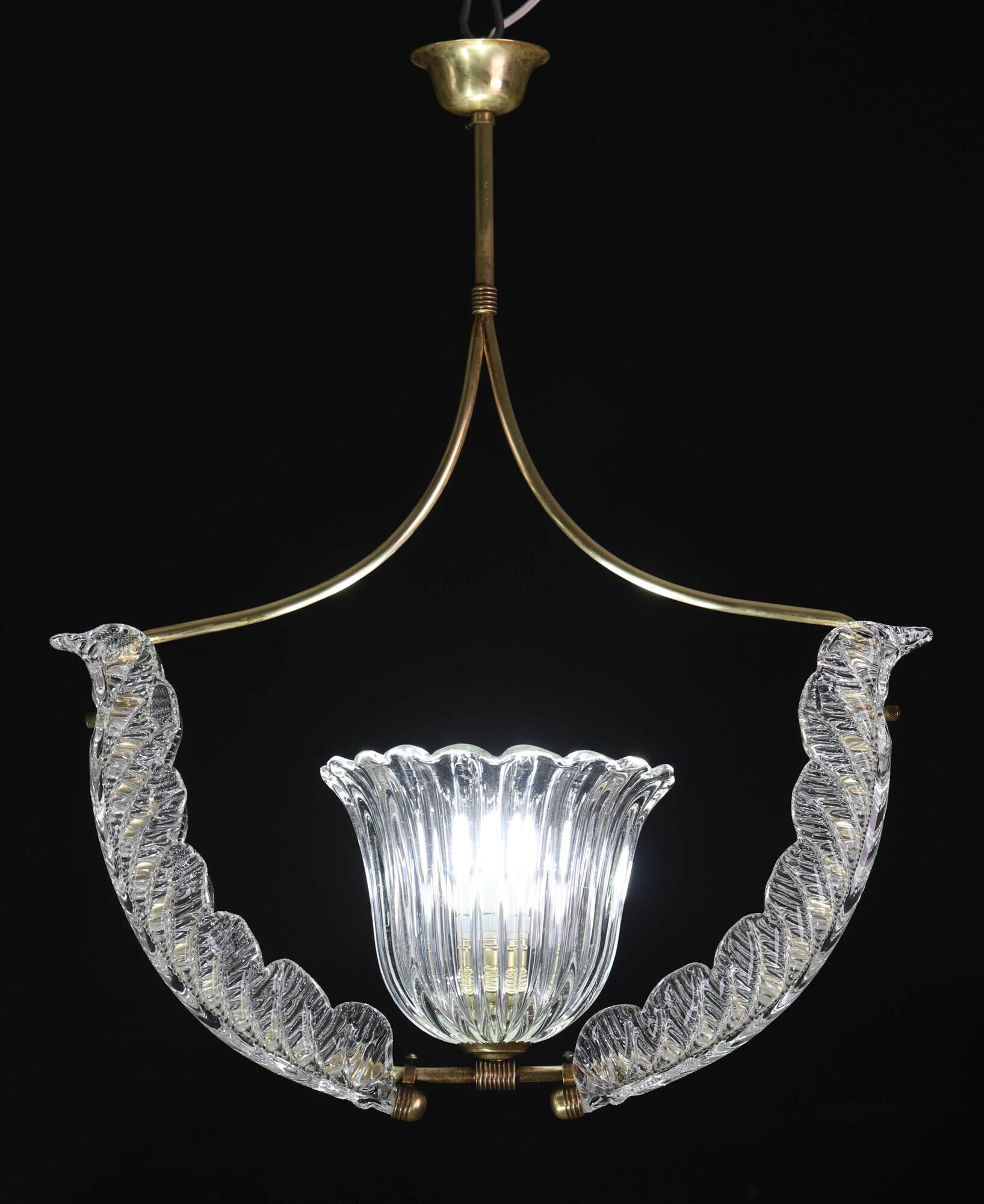 Fascinating Art Deco Pendant Murano Glass Chandelier by Ercole Barovier, 19