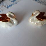 Pair of porcelain swan salerons from Paris Dussault