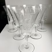 Set of 6 glasses of wine, water crystal engraved years 50-60
