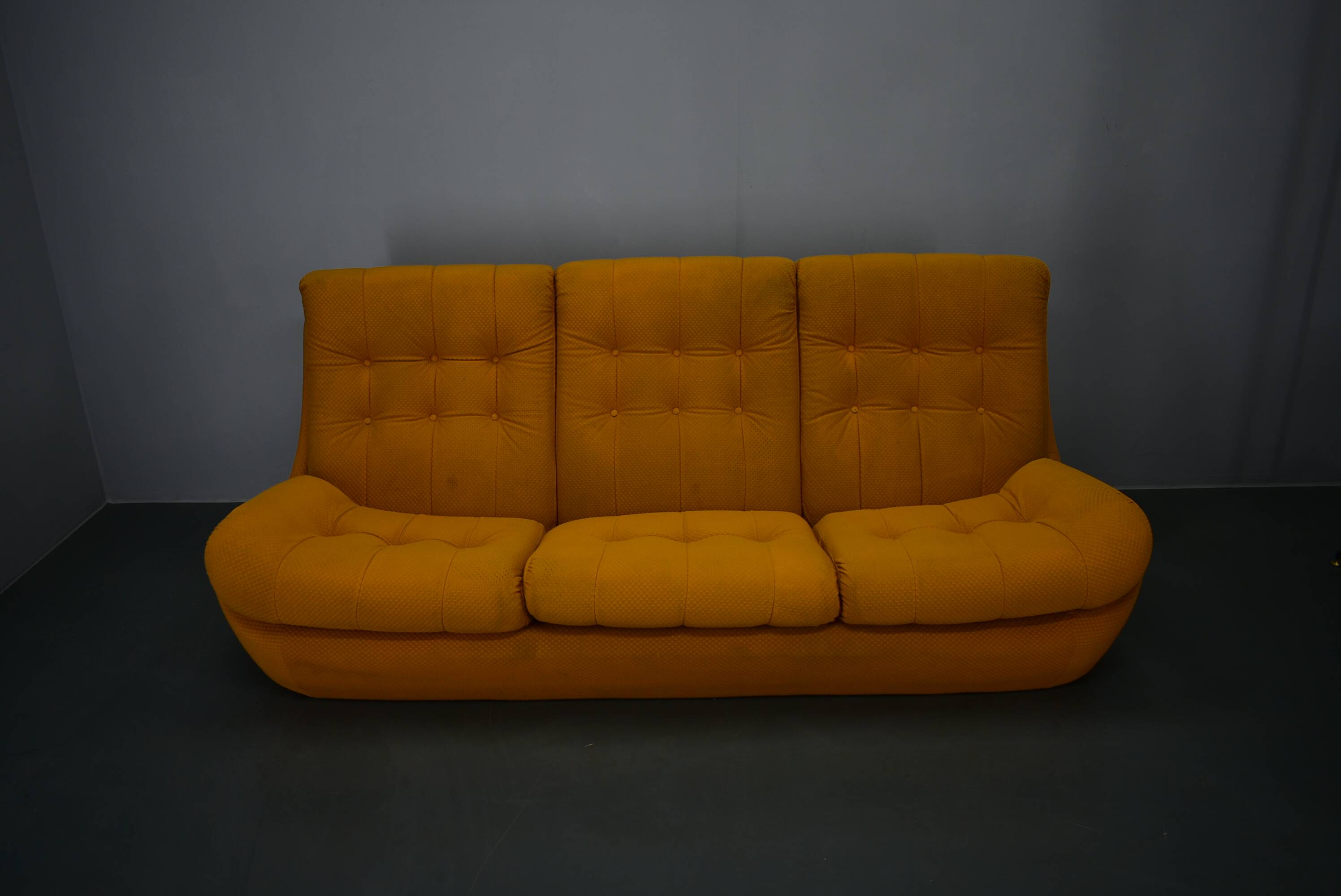 20th century, yellow Atlantis three-seater sofa, 1960s