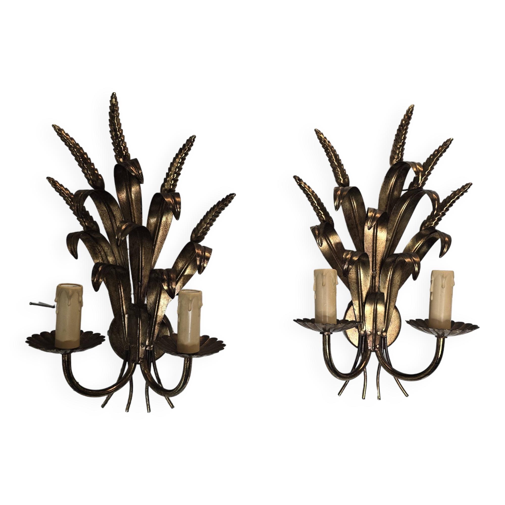 Paire d'appliques épis de blé, années 70