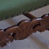 Oak and wool armchairs, Louis XIII style, by a French cabinetmaker from the 1930s.