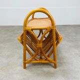 Vintage rattan magazine door side table 60s