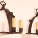 Pair of wrought iron wall sconces in medieval style