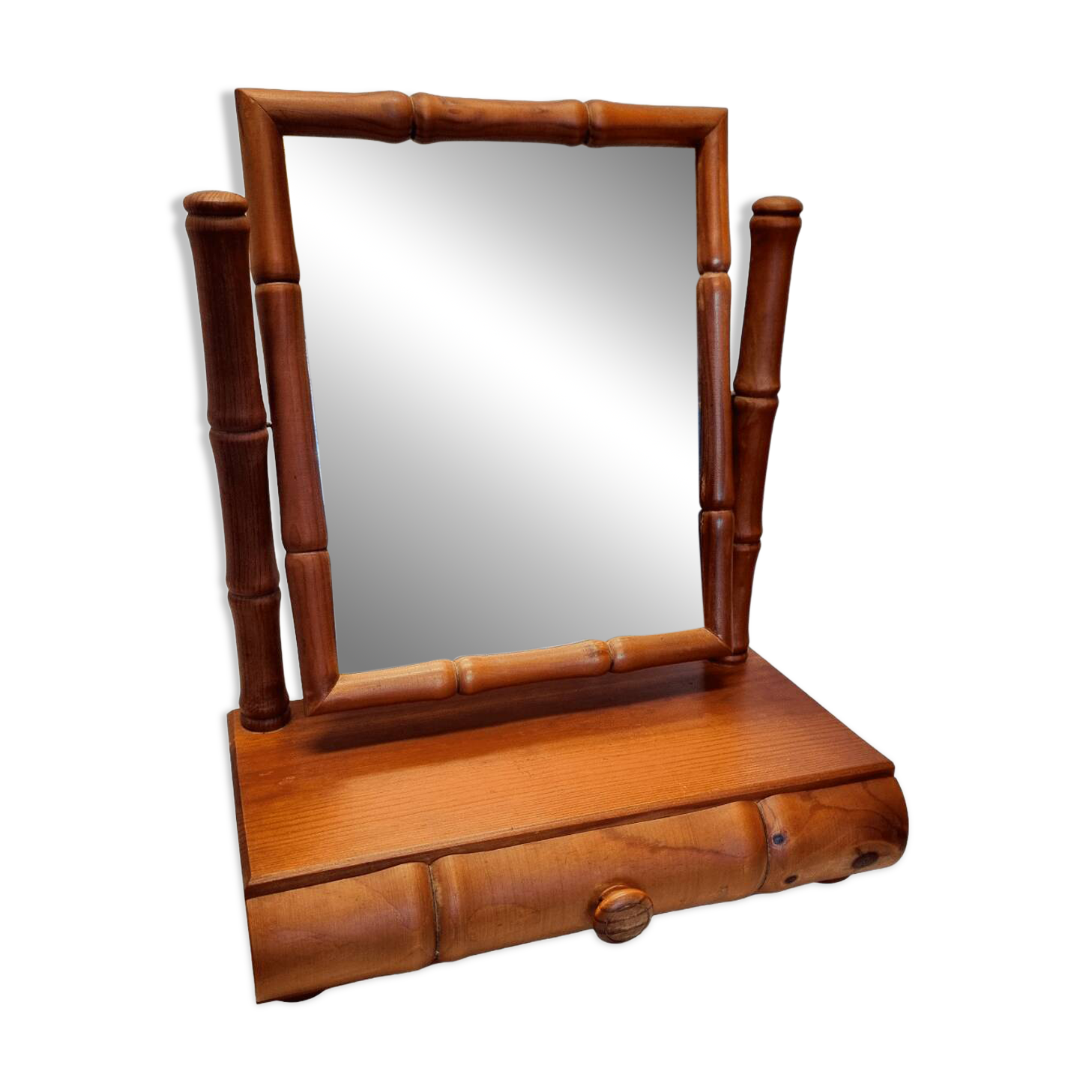 Vintage French Wooden Table Mirror, mid-century