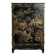Cabinet chinois laqué noir, décor paysage doré & polychrome – H150