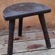 Old farmhouse stool in solid wood, brutalist & authentic, circa 1970's