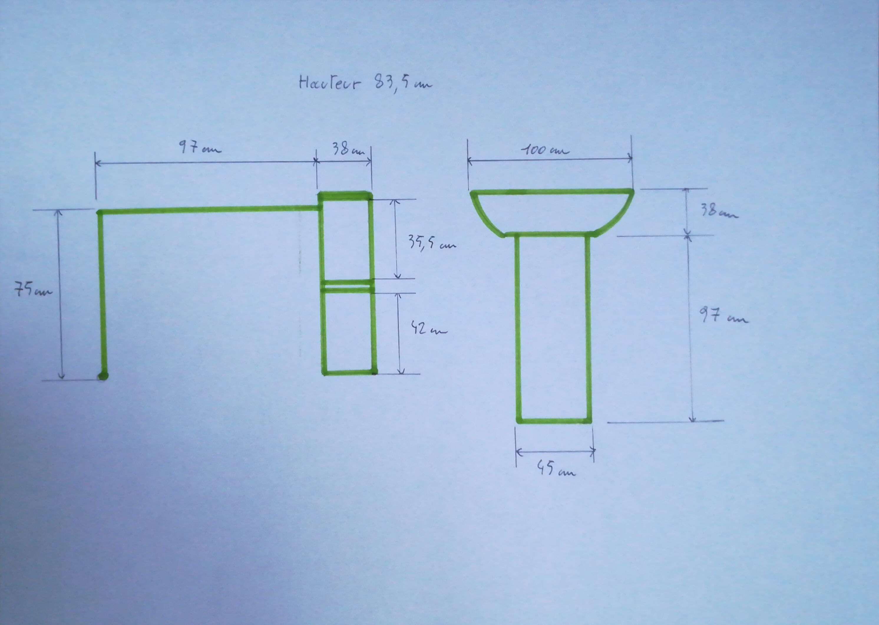 modular or retractable formica wall table