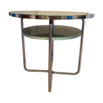 Table bauhaus chrome & oak par Mücke Melder années 1940