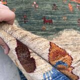 Gabbeh-Style Hand-Knotted Wool Rug with Abstract Landscape – 238×175 cm