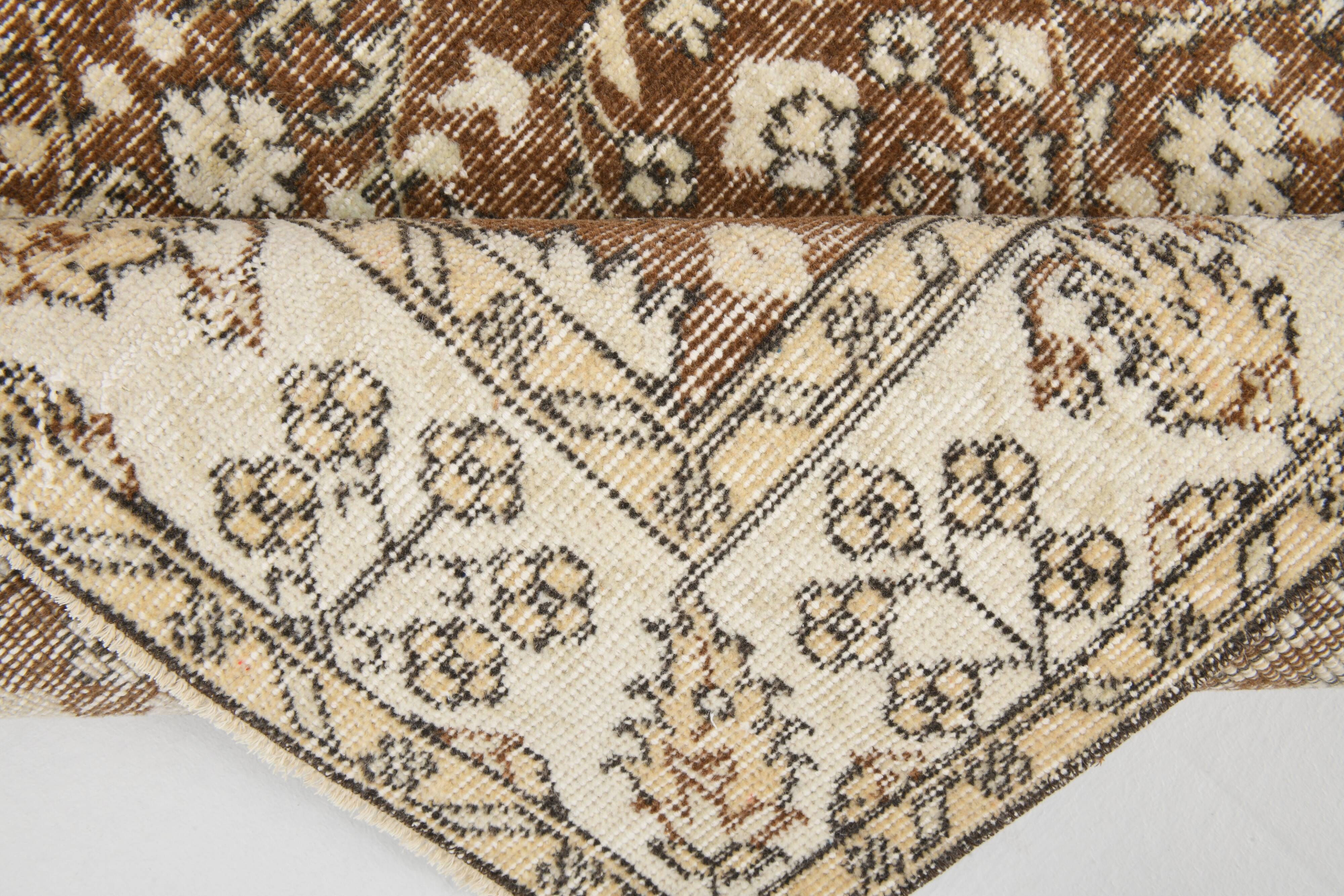 Beige & Brown Floral Persian Rug 147x264Cm SK 24773