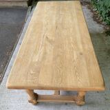 Renovated farmhouse dining table in solid oak, 20th century, 200cm