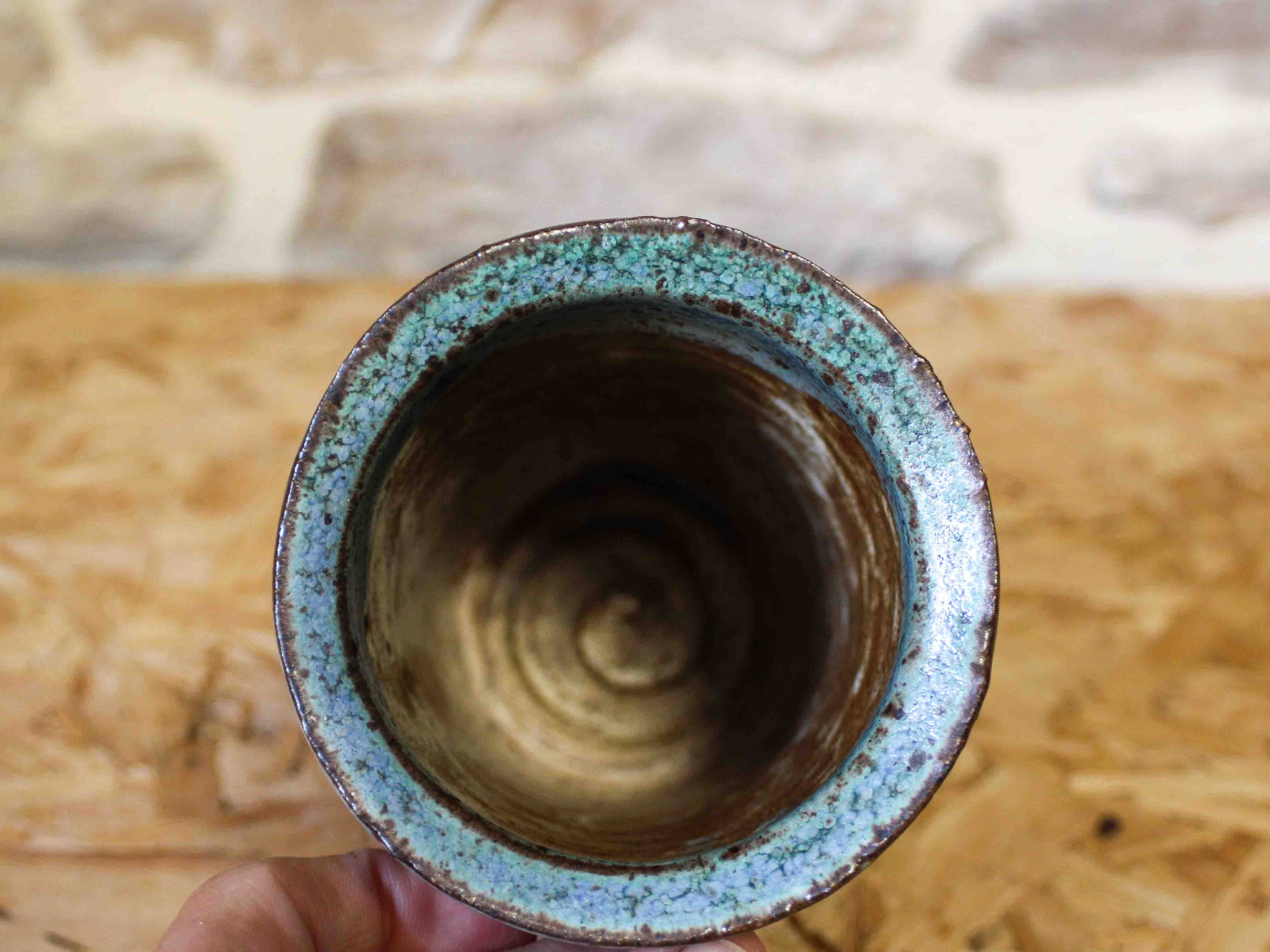 Turned glazed stoneware vase