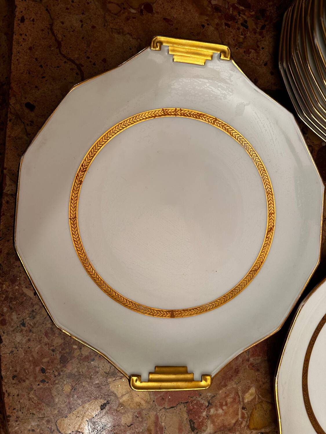 F. Legrand Limoges - Service à Dessert 2 Plat Gâteaux/Tartes + 11 assi