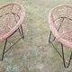 Pair of mid century bamboo and iron pod chairs, 1960s