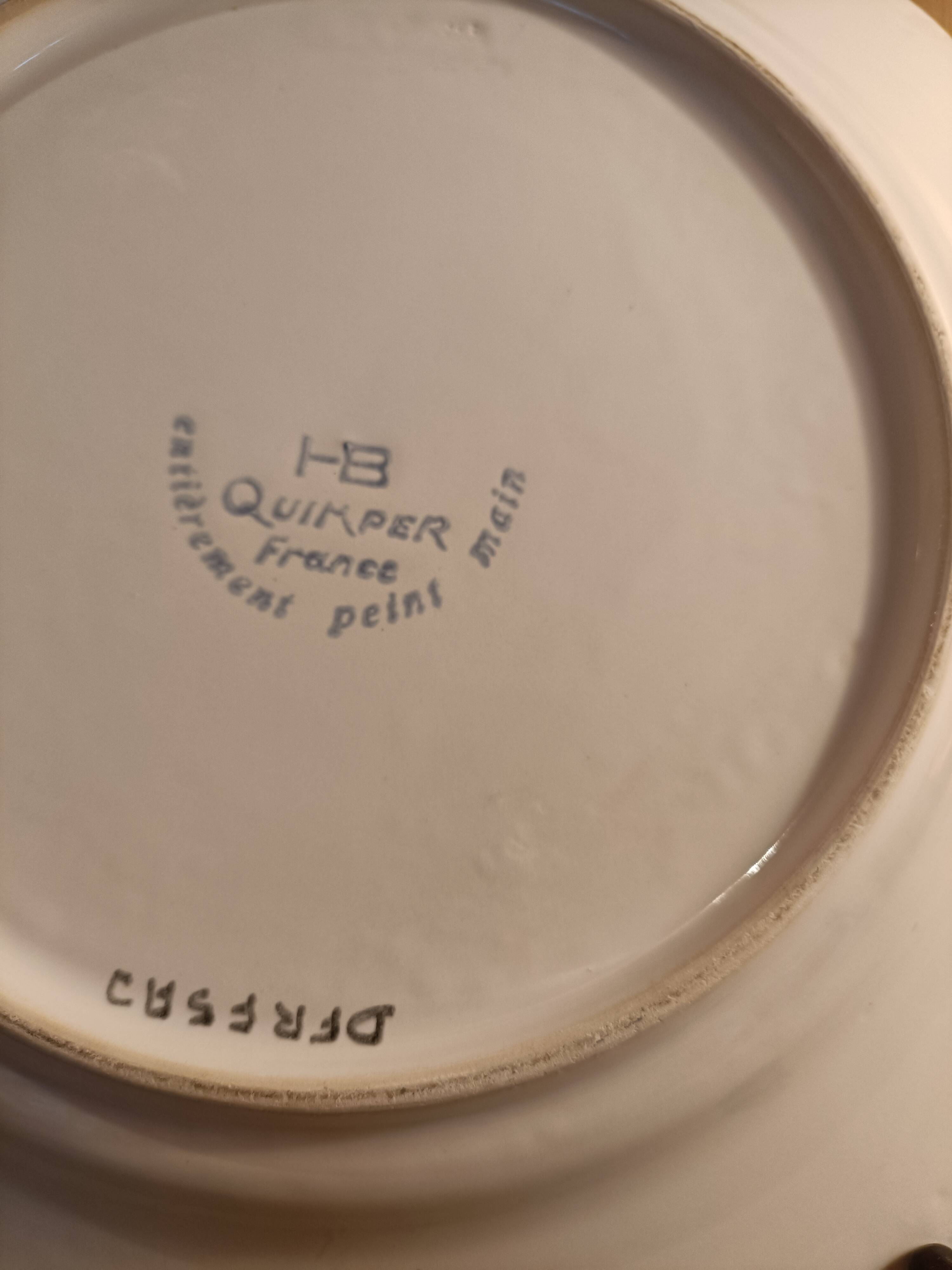 Antique HB Quimper faience plate