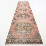 3x13 Pale Red Vintage Runner Rug, 85x388Cm