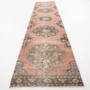 3x13 Pale Red Vintage Runner Rug, 85x388Cm