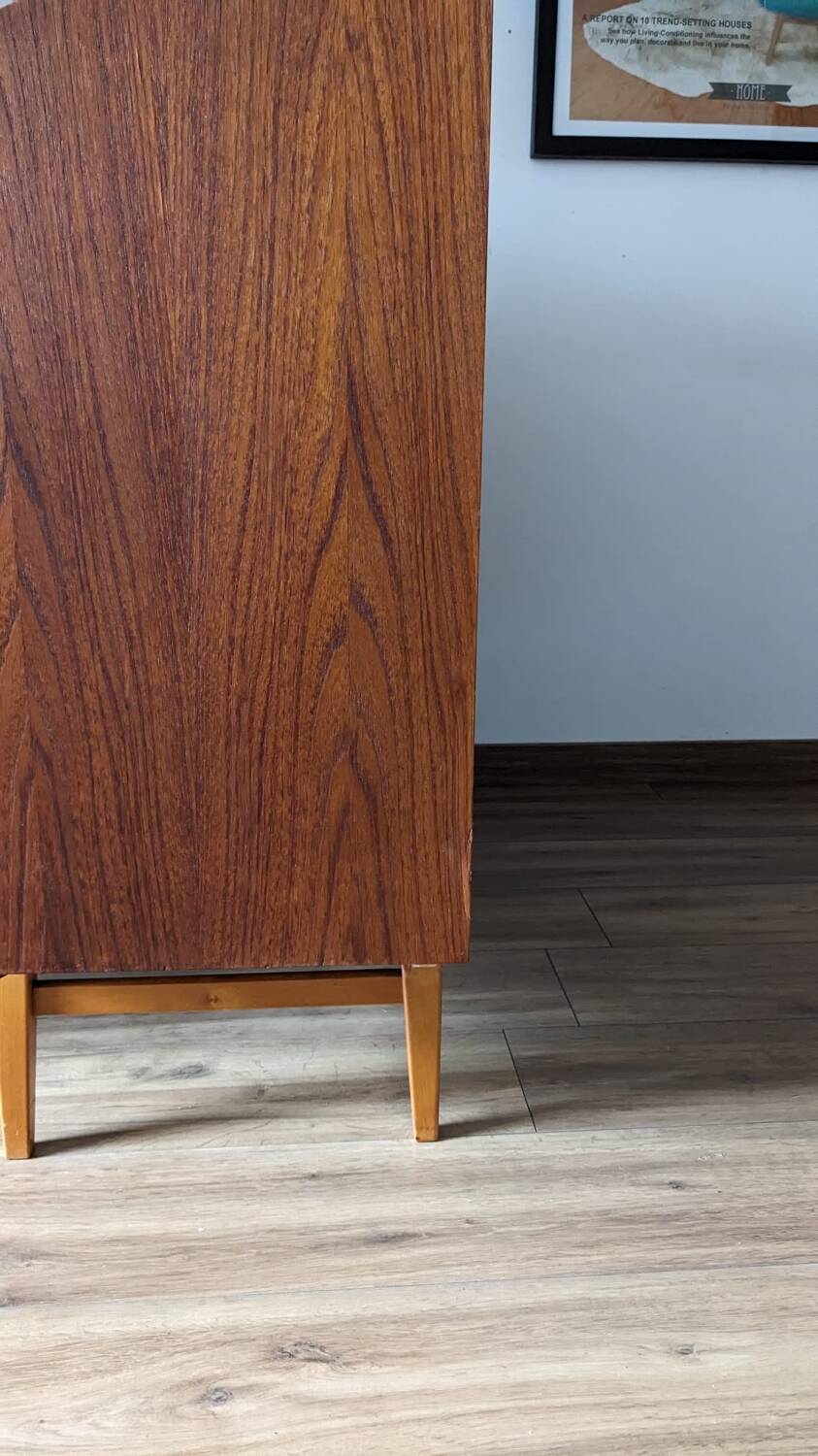 Bureau secrétaire à cylindre teck midcentury