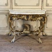 Console en bois peint et doré, Italie, XVIIIème siècle