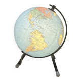 Globe terrestre 1960 Tripode Taride  lumineux en verre mappemonde vintage