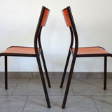 Set of 4 orange school chairs
