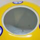 Pot couvert chinois vintage jaune et tampons bleus original pop