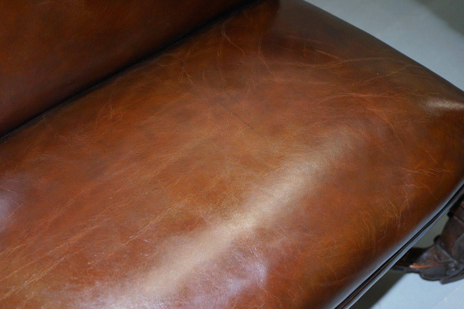 Carved Walnut Baroque Venetian Bench with Leather
