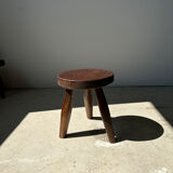 Brown solid wood stool flat circular seat