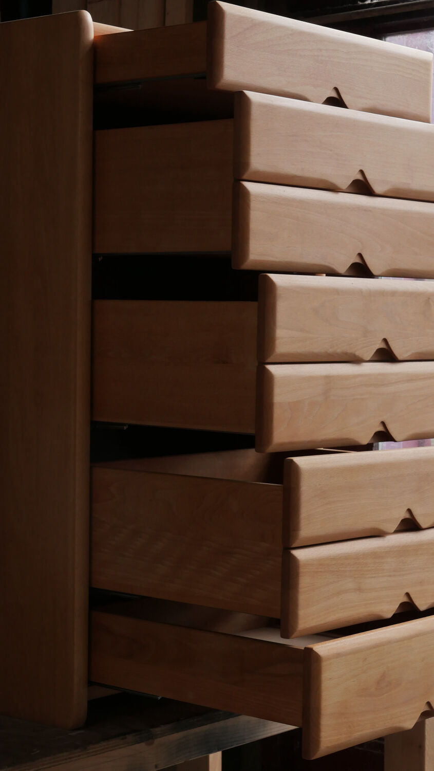 High chest of drawers in solid elm from Maison Seltz