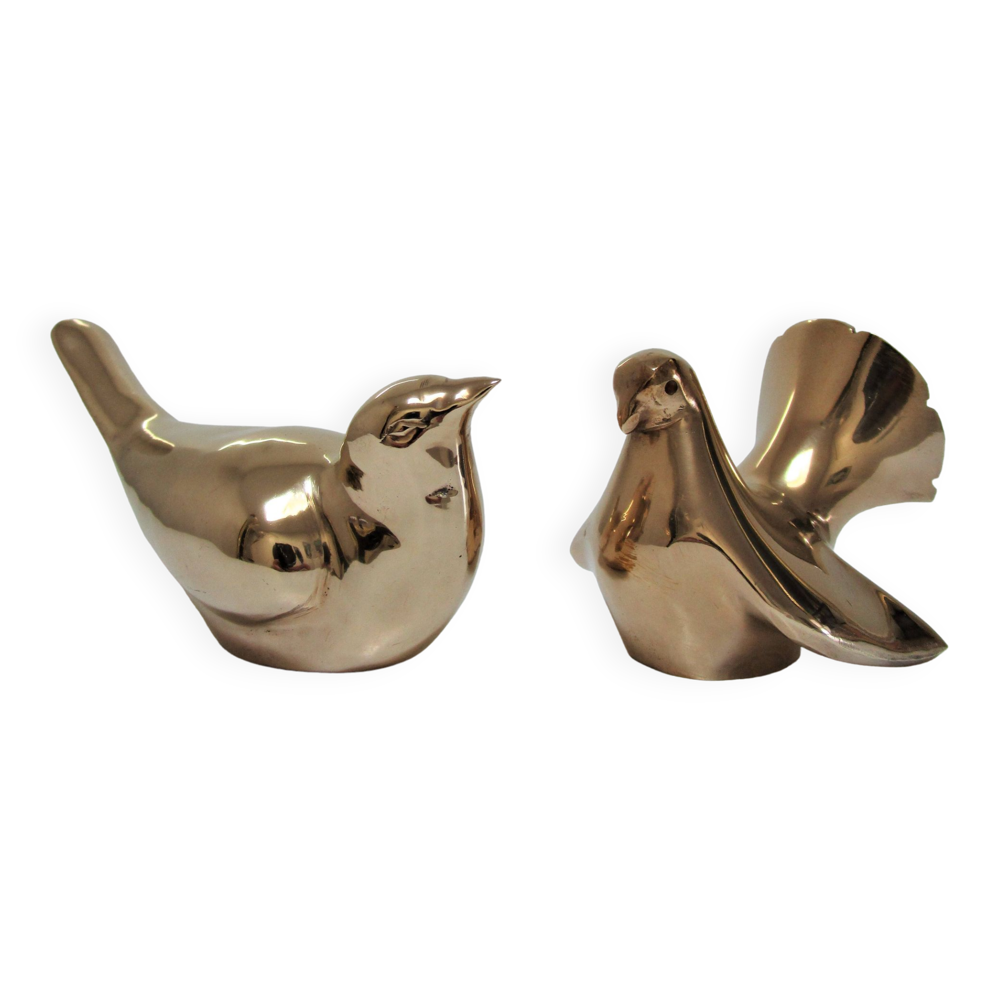 Deux oiseaux laiton massif vintage