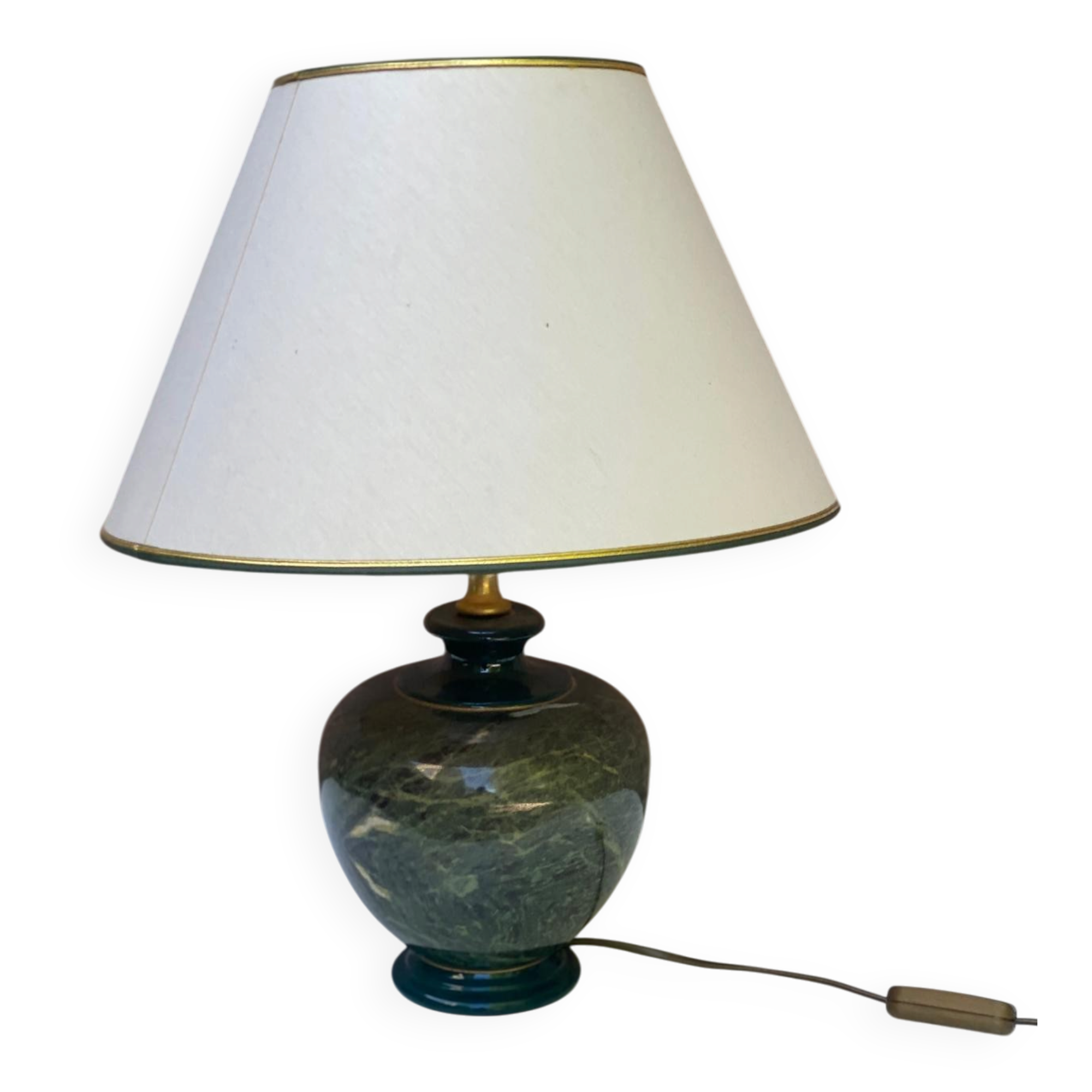 Vintage lamp signed Olivier Corro in green ceramic.