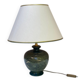 Vintage lamp signed Olivier Corro in green ceramic.