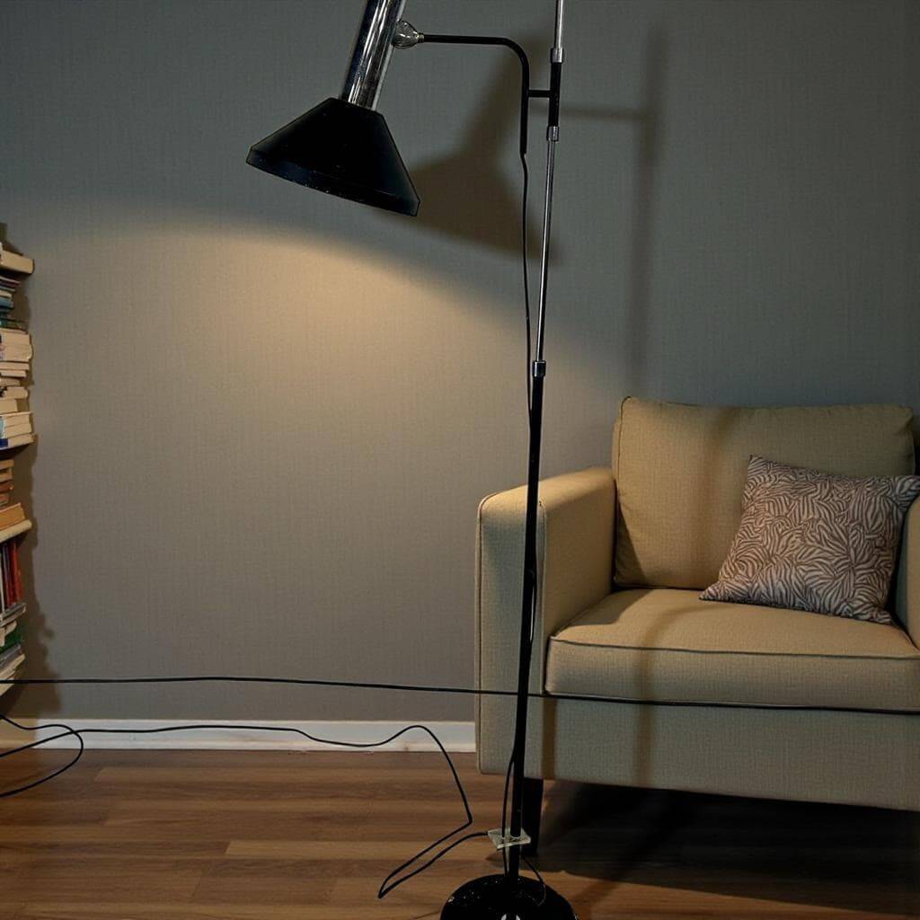 Vintage black chrome floor lamp