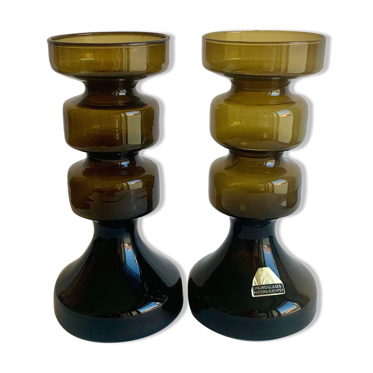 Pair of Candleholders, Ingrid Glashütte, Austria, 1960s