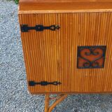 Vintage dining room attributed to Audoux and Minet in bamboo and rattan