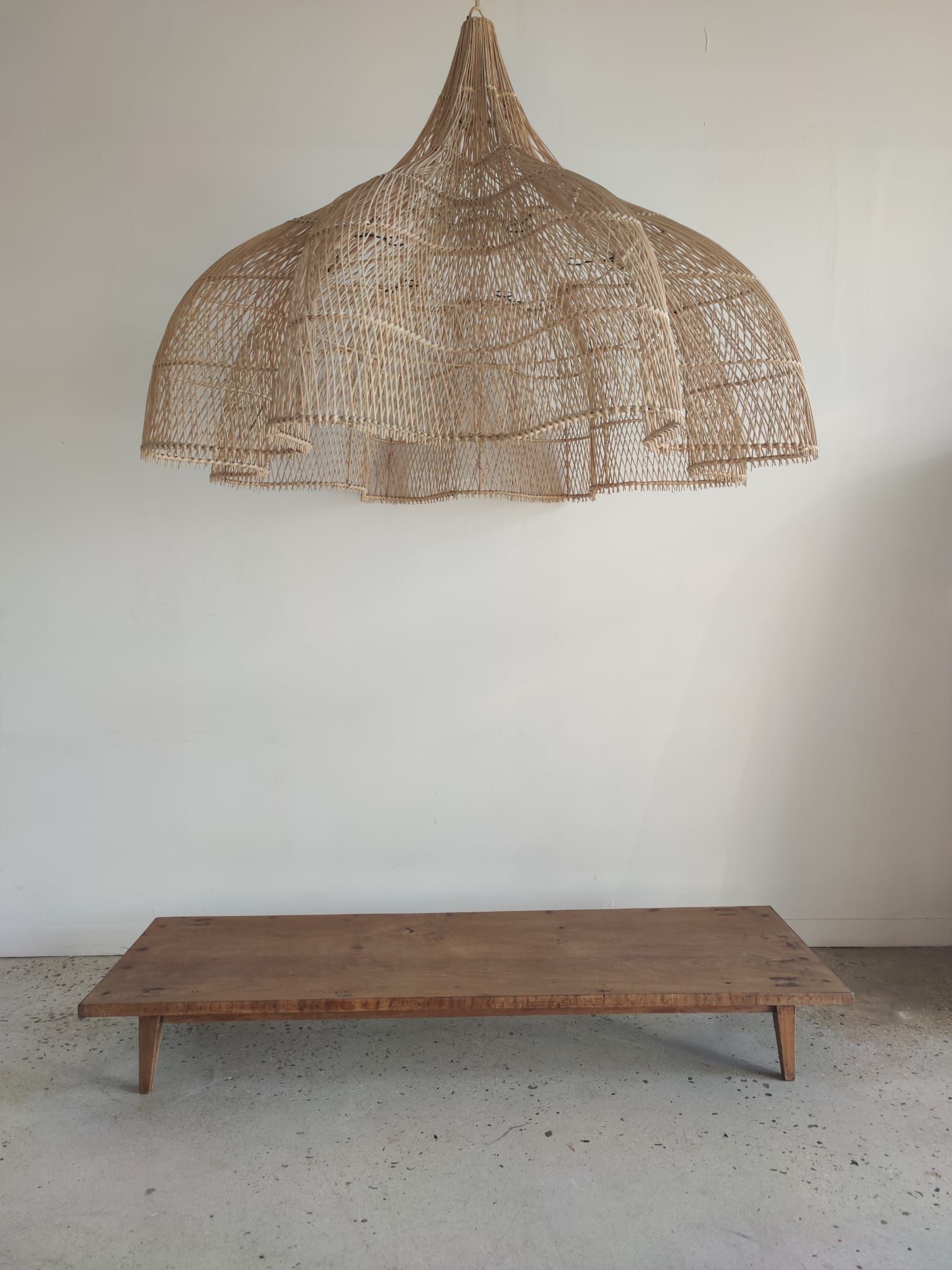 Huge rattan suspension in the shape of a corolla H:1m; D: 1m50