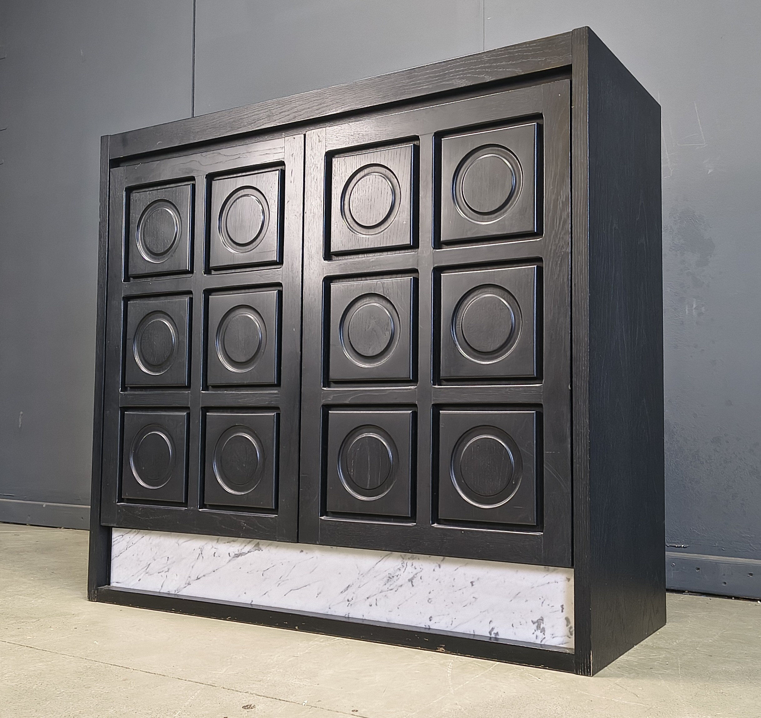 Black brutalist bar cabinet, 1970s