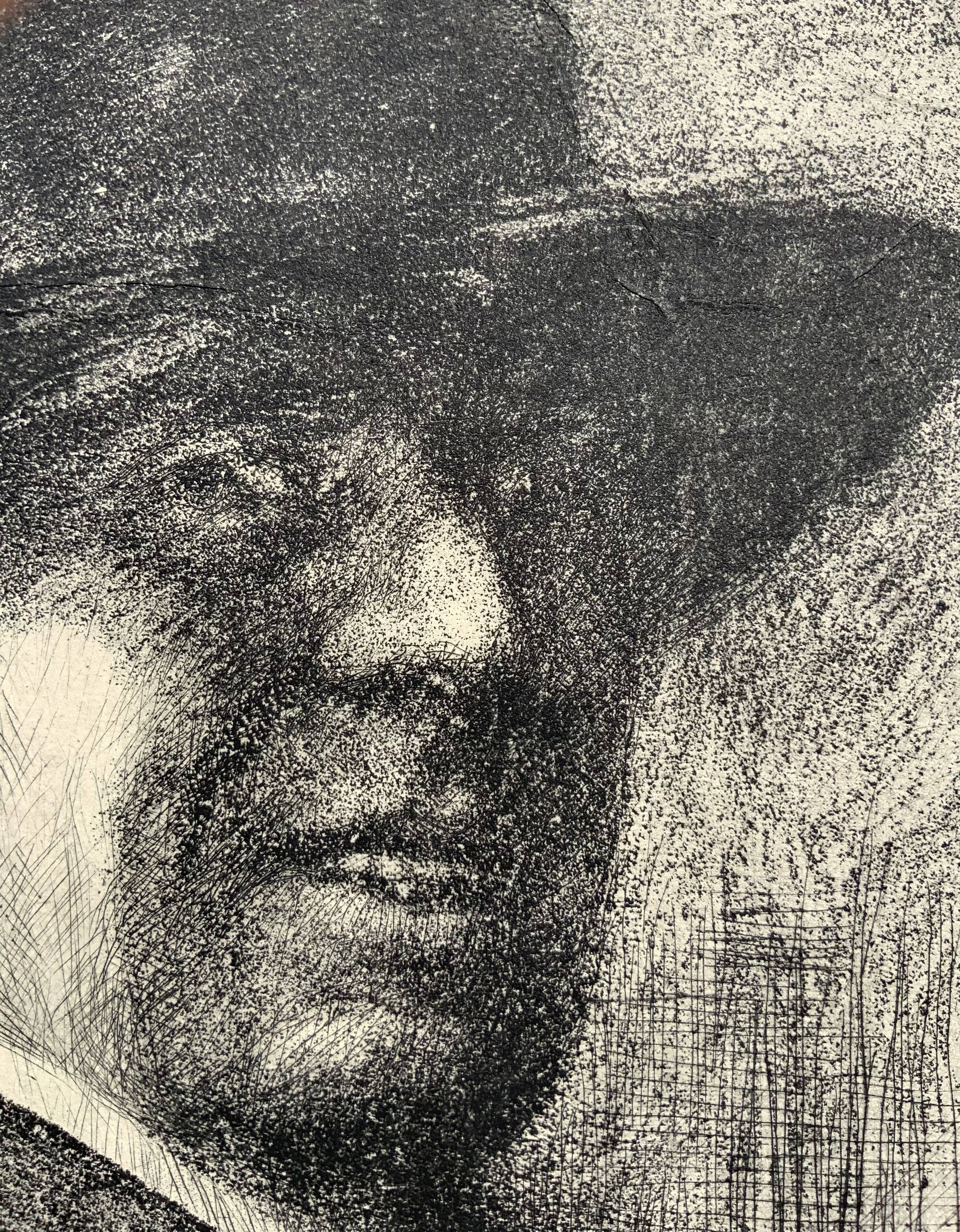 Antique Gentleman Portrait Copper etching By E.Zoir