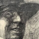 Antique Gentleman Portrait Copper etching By E.Zoir