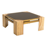 Stone and brass coffee table, 1970s, Italy.
