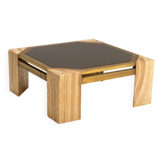 Stone and brass coffee table, 1970s, Italy.
