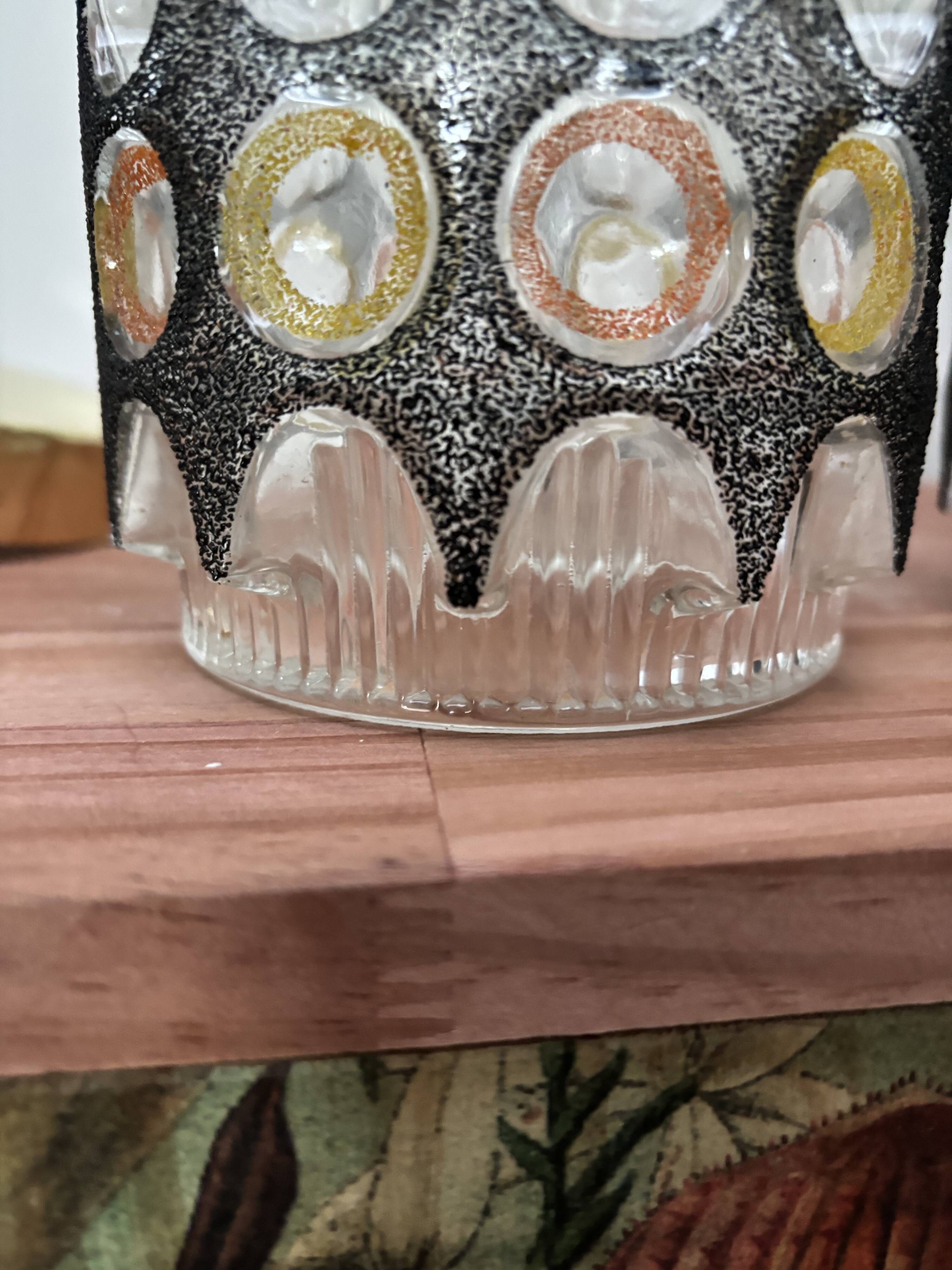 Pair of vintage faceted glass pendant lights