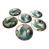 6 Assiettes anciennes en barbotine de saint Amand terre de fer asperge