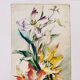 Aquarelle bouquet d’iris signé vintage