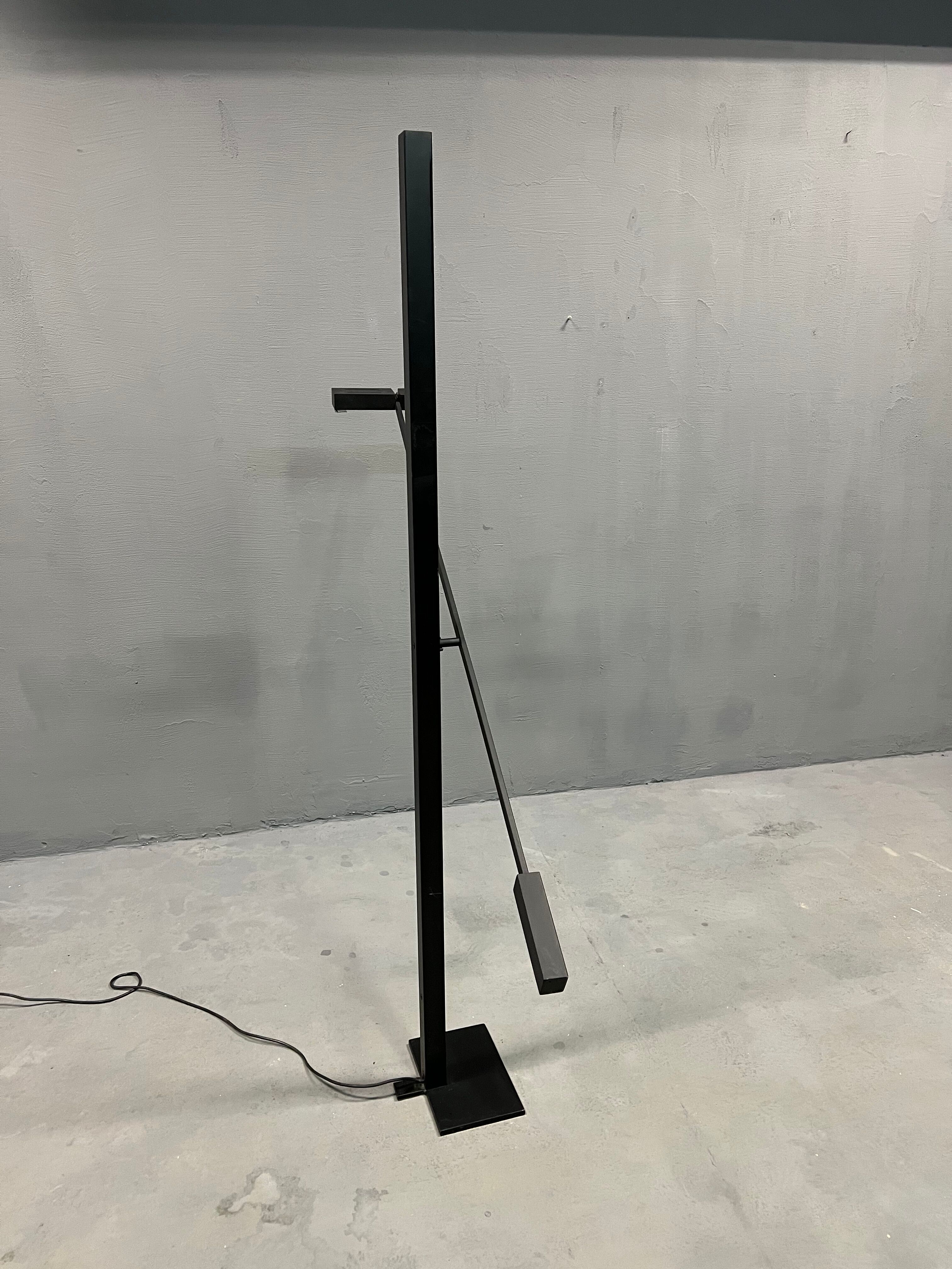 Articulated floor lamp 1 arm Stilnovo in black lacquered steel