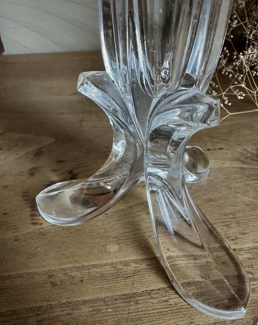Antique crystal vase on stand