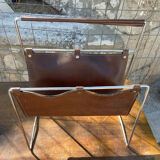 Vintage leather magazine rack