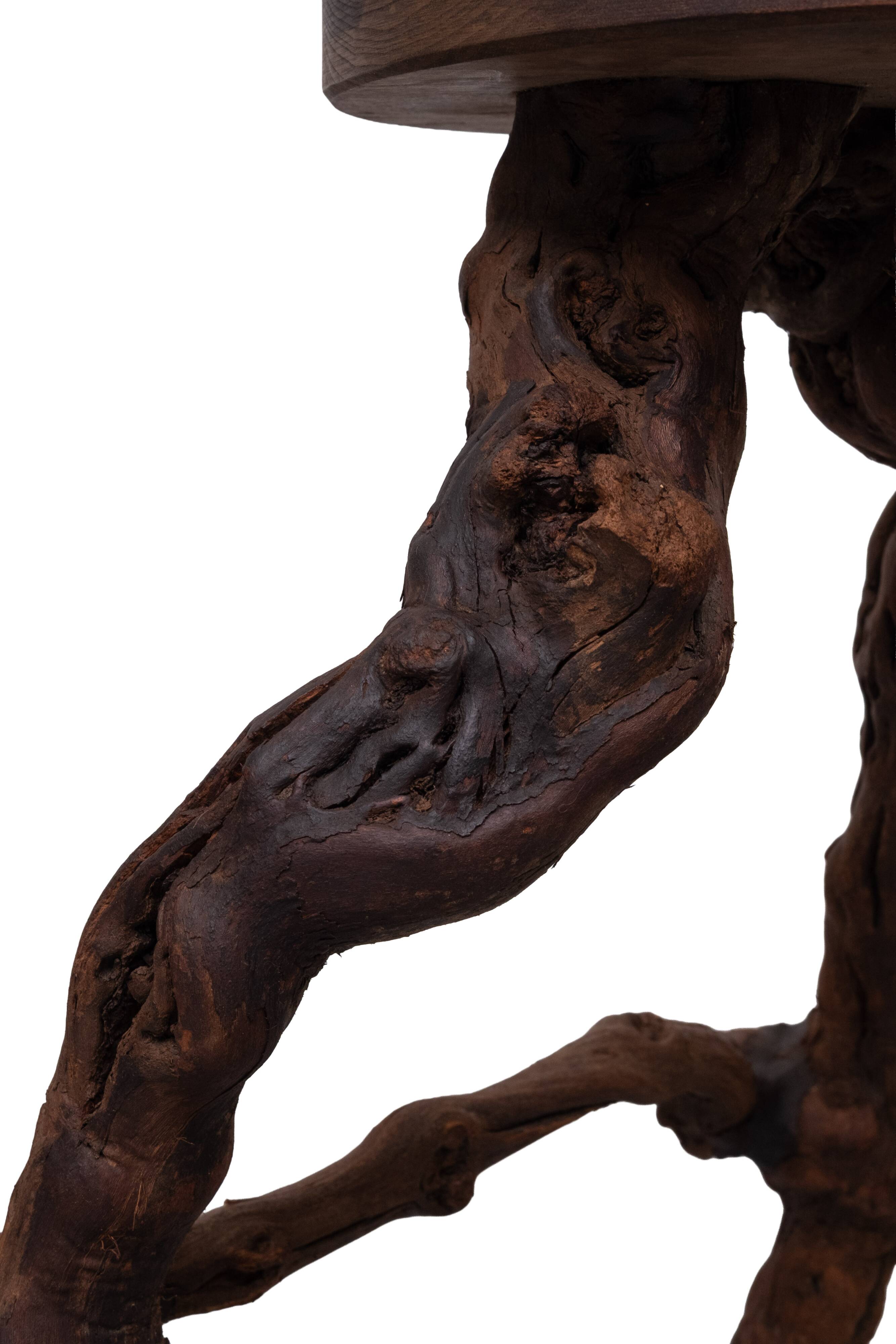 French, Set Of 2 Twisted Grape-vine Roots Bar Stools 1960s